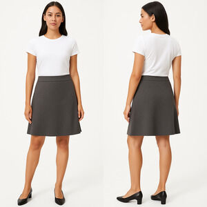 LOFT Outlet Grey Knee Length A Line Cotton Nylon Skirt Womens Large Model 467445